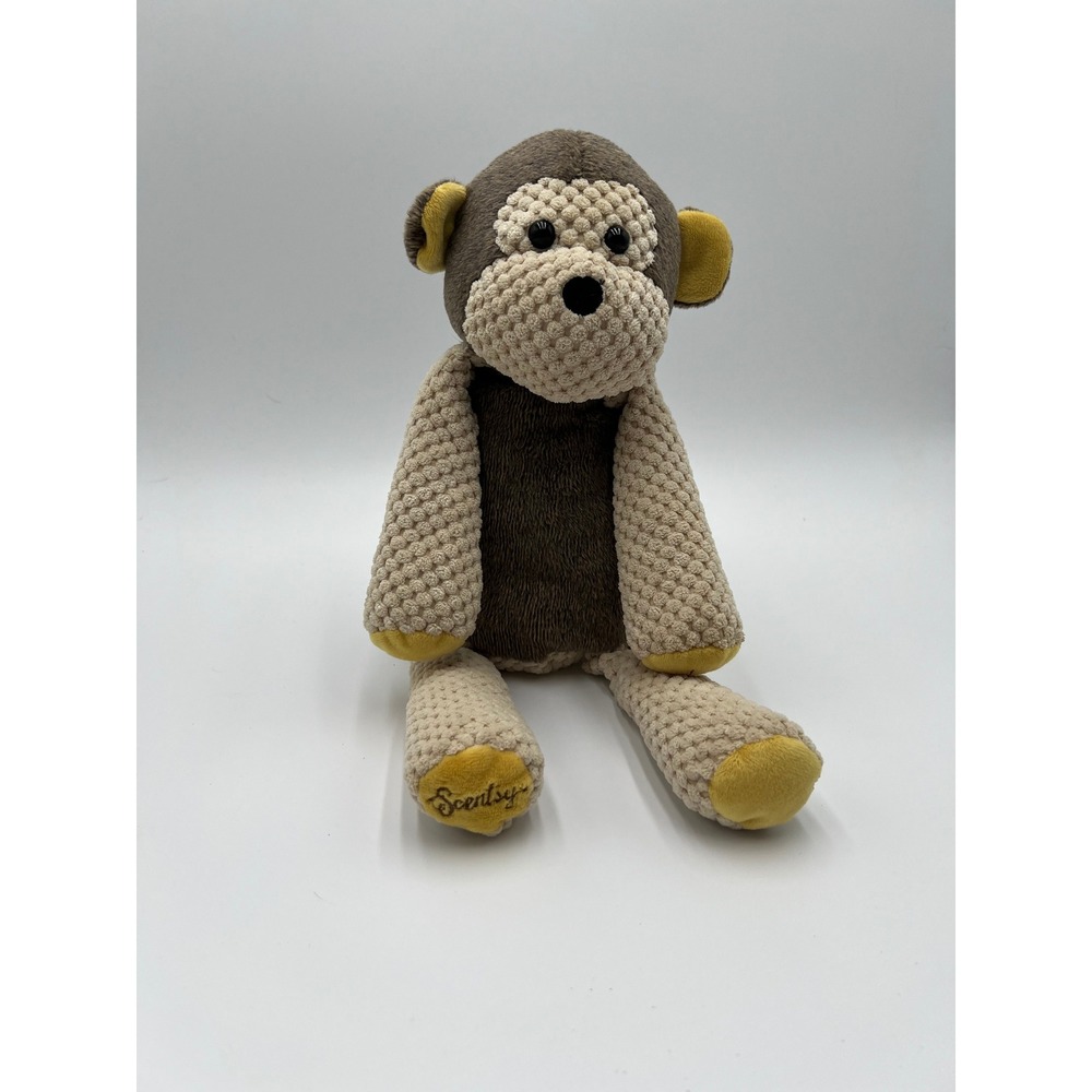 Scentsy Buddy Monkey Plush Stuffed Animal Brown Cream Waffle Texture Empty Pouch